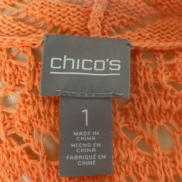 Chico's Orange Open Knit Shrug Cardigan Sweater - Size 1 = Medium/Size 8 - Picture 10 of 12